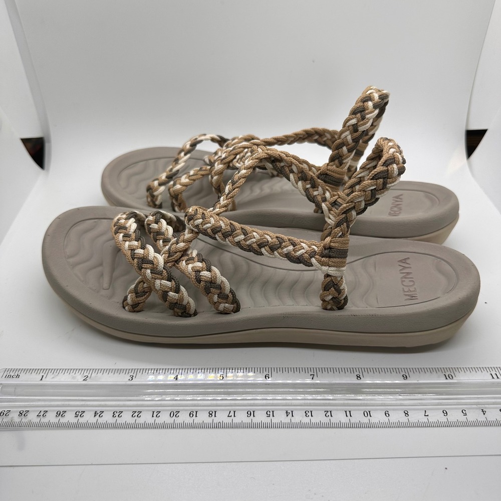 Mecnya Braided Strap Sandal Comfort Casual Tan, Beige, Cream Color Woven Shoes - Picture 4 of 9